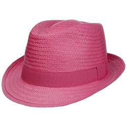 Hutshopping Malaga Strohtrilby für Damen, Herren und Kinder Fuchsia -Frühjahr/Sommer - Strohhut in der Größe 57 cm - Sommerhut aus 100% Papierstroh - In Italien gefertigter Sonnenhut von Hutshopping