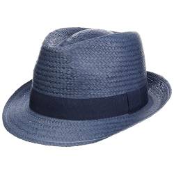 Hutshopping Malaga Strohtrilby für Damen, Herren und Kinder blau -Frühjahr/Sommer - Strohhut in der Größe 53 cm - Sommerhut aus 100% Papierstroh - In Italien gefertigter Sonnenhut von Hutshopping