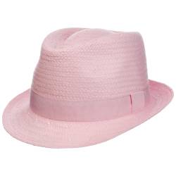 Hutshopping Malaga Strohtrilby für Damen, Herren und Kinder rosa -Frühjahr/Sommer - Strohhut in der Größe 53 cm - Sommerhut aus 100% Papierstroh - In Italien gefertigter Sonnenhut von Hutshopping