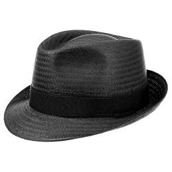 Hutshopping Malaga Strohtrilby für Damen, Herren und Kinder schwarz -Frühjahr/Sommer - Strohhut in der Größe 53 cm - Sommerhut aus 100% Papierstroh - In Italien gefertigter Sonnenhut von Hutshopping