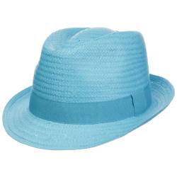 Hutshopping Malaga Strohtrilby für Damen, Herren und Kinder türkis -Frühjahr/Sommer - Strohhut in der Größe 53 cm - Sommerhut aus 100% Papierstroh - In Italien gefertigter Sonnenhut von Hutshopping