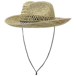 Hutshopping Santiago Western Hut Damen/Herren - Cowboyhut aus 100% Stroh - Strohhut hergestellt in Italien - Sonnenhut in L 59 cm - Westernhut mit Kinnband von Hutshopping