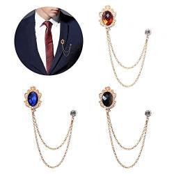 Huture 3 Stück Herren Brosche Anstecknadel Broschen Metallclip Blusen Clips Schal Zubehör Clip Nadeln Kristall Vintage Clips Mode Schmuck Abzeichen Corsage für Damen, Roter-Blauer-Schwarzer Diamant von Huture