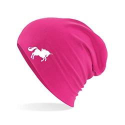 Huuraa Beanie Einhorn Silhouette Unisex Mütze Größe Fuchsia mit Motiv für alle Unicorn Fans Geschenk Idee für Freunde und Familie von Huuraa