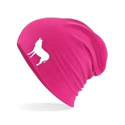 Huuraa Beanie Esel Silhouette Unisex Mütze Größe Fuchsia mit Motiv für alle Tierfreunde Geschenk Idee für Freunde und Familie von Huuraa