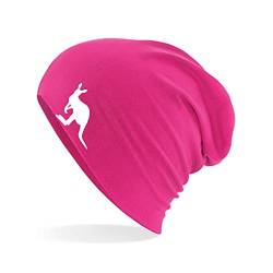 Huuraa Beanie Kangaroo Silhouette Unisex Mütze Größe Fuchsia mit Motiv für alle Tierfreunde Geschenk Idee für Freunde und Familie von Huuraa