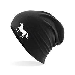 Huuraa Beanie Pferd Silhouette Unisex Mütze Größe Black mit Motiv für alle Tierfreunde Geschenk Idee für Freunde und Familie von Huuraa