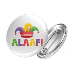 Huuraa Button Alaaf Narrenkappe Ansteckbutton 59mm mit Karneval Motiv für alle Jecken von Huuraa