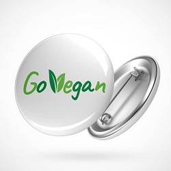 Huuraa Button Go Vegan Blätter Ansteckbutton 25mm mit Motiv für alle Veganer:innen von Huuraa