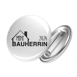 Huuraa Button Mini Bauherrin 2024 Haus Ansteckbutton 59mm mit Motiv für Bauherren von Huuraa