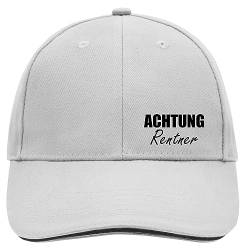 Huuraa Cappy Mütze Achtung Rentner Schriftzug Unisex Kappe Größe Dark Grey/White für alle in Pension Geschenk Idee für Freunde und Familie von Huuraa