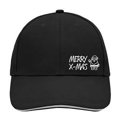 Huuraa Cappy Mütze Merry X-Mas Weihnachtsmann Unisex Kappe Black/Light Grey mit Motiv zu Weihnachten Geschenk Idee für Freunde und Familie von Huuraa