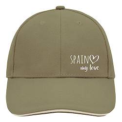 Huuraa Cappy Mütze Spain My Love Unisex Kappe Größe Olive/Beige für alle Fans von Spanien Geschenk Idee für Freunde und Familie von Huuraa