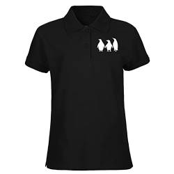 Huuraa Damen Polo Shirt Pinguine Silhouette Bio Baumwolle Fairtrade Oberteil Größe XL mit Motiv für alle Tierfreunde Geschenk Idee für Freunde und Familie von Huuraa