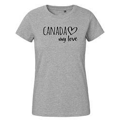 Huuraa Damen T-Shirt Canada My Love Bio Baumwolle Fairtrade Oberteil Größe M für alle Fans von Kanada Geschenk Idee für Freunde und Familie von Huuraa