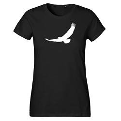 Huuraa Damen T-Shirt Eagle Silhouette Adler Bio Baumwolle Fairtrade Oberteil Größe XXL mit Motiv für alle Vogel Freunde Geschenk Idee für Freunde und Familie von Huuraa