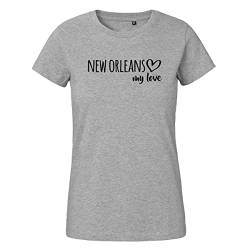 Huuraa Damen T-Shirt New Orleans My Love Bio Baumwolle Fairtrade Oberteil Größe XS für alle Fans von New Orleans USA Geschenk Idee für Freunde und Familie von Huuraa