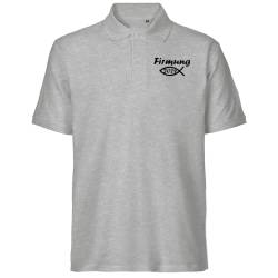 Huuraa Herren Polo Shirt Firmung 2024 Fisch Bio Baumwolle Fairtrade Oberteil Größe S mit Motiv für alle Firmung Geschenk Idee für Freunde und Familie von Huuraa