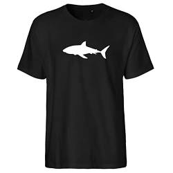 Huuraa Herren T-Shirt Hai Silhouette Bio Baumwolle Fairtrade Oberteil Größe L mit Motiv für alle Tierfreunde Geschenk Idee für Freunde und Familie von Huuraa