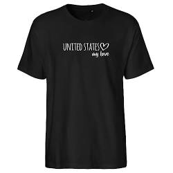 Huuraa Herren T-Shirt United States My Love Bio Baumwolle Fairtrade Oberteil Größe S für alle Fans von den USA Geschenk Idee für Freunde und Familie von Huuraa