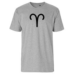 Huuraa Herren T-Shirt Widder Sternzeichen Zeichen Bio Baumwolle Fairtrade Oberteil Größe L mit Tierkreiszeichen Symbol Geschenk Idee für Freunde und Familie von Huuraa