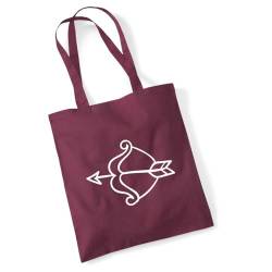 Huuraa Jutebeutel Amors Pfeil Bogen Tasche Baumwolle 10 Liter Größe Burgundy mit Motiv für Verliebte Geschenk Idee für Freunde und Familie von Huuraa