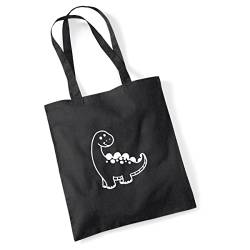 Huuraa Jutebeutel Apatosaurus Dinosaurier Tasche Baumwolle 10 Liter Größe Black mit Motiv für alle Dino Fans Geschenk Idee für Freunde und Familie von Huuraa