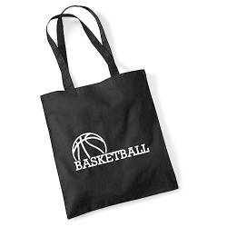 Huuraa Jutebeutel Basketball Ball Tasche Baumwolle 10 Liter Größe Black mit Motiv für alle Basketball Fans Geschenk Idee für Freunde und Familie von Huuraa