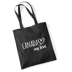 Huuraa Jutebeutel Canada my love Tasche Baumwolle 10 Liter Größe Black für alle Fans von Kanada Geschenk Idee für Freunde und Familie von Huuraa