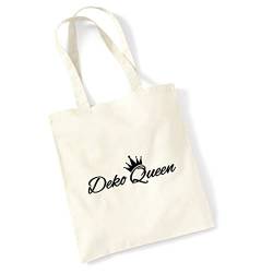 Huuraa Jutebeutel Deko Queen Krone Tasche Baumwolle 10 Liter Größe Natural mit Motiv für alle Königinnen Geschenk Idee für Freunde und Familie von Huuraa