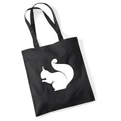 Huuraa Jutebeutel Eichhörnchen Silhouette Tasche Baumwolle 10 Liter Größe Black mit Motiv für alle Tierfreunde Geschenk Idee für Freunde und Familie von Huuraa