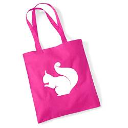 Huuraa Jutebeutel Eichhörnchen Silhouette Tasche Baumwolle 10 Liter Größe Fuchsia mit Motiv für alle Tierfreunde Geschenk Idee für Freunde und Familie von Huuraa