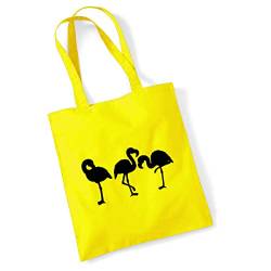 Huuraa Jutebeutel Flamingos Silhouette Tasche Baumwolle 10 Liter Größe Yellow mit Motiv für alle Flamingo Fans Geschenk Idee für Freunde und Familie von Huuraa