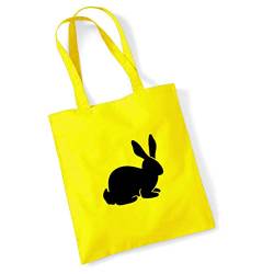 Huuraa Jutebeutel Hase Kaninchen Silhouette Tasche Baumwolle 10 Liter Größe Yellow mit Motiv für alle Tierfreunde Geschenk Idee für Freunde und Familie von Huuraa