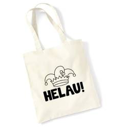 Huuraa Jutebeutel Helau Narrenkappe Tasche Baumwolle 10 Liter Größe Natural mit Karneval Motiv für alle Jecken Geschenk Idee für Freunde und Familie von Huuraa