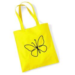 Huuraa Jutebeutel Schmetterling Silhouette Tasche Baumwolle 10 Liter Größe Yellow mit Motiv für Butterfly Fans Geschenk Idee für Freunde und Familie von Huuraa