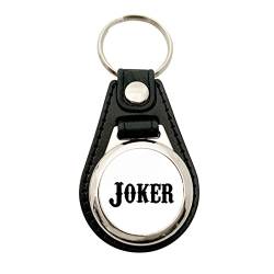 Huuraa Schlüsselanhänger Joker Schriftzug Anhänger Größe Metall mit Kunstleder mit Motiv für alle Spieler Geschenk Idee für Freunde und Familie von Huuraa