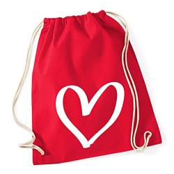 Huuraa Turnbeutel Herz Heart Rucksack Baumwolle 12 Liter Größe Classic Red mit Motiv für die tollsten Menschen Geschenk Idee für Freunde und Familie von Huuraa