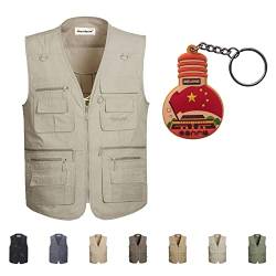 Hwalleum Herren Lässige Outdoor Weste, Herren Mode Sommer Leicht Cool Westen Männer Mehrere Taschen Schnell Trocknend Ärmellos Gilets Für Outdoor-Arbeiter Fahrer Fotografie Angeln Übergröße S – 8XL von Hwalleum