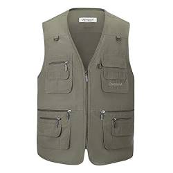 Hwalleum Herren Multifunktional Outdoor Freizeit Weste mit Vielen Taschen, Herren Klassisch Draussen Multi-Taschened Casual Anglerweste Leicht Atmungsaktiv Jagd Fotografie Wandern Gilets Camping Vest von Hwalleum