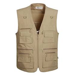 Hwalleum Herren Outdoor Beiläufig Weste, Herren Sommer Leicht Atmungsaktiv Mehrzweck Draussen Weste Multi-Taschened Schnelltrocknend Anglerweste Fotografie Wandern Gilet Ärmellos Arbeiten Vest von Hwalleum