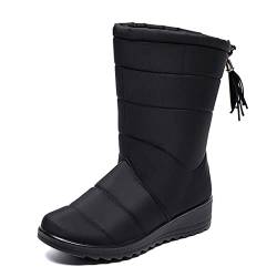 Hwalleum Schneestiefel Damen Stiefeletten wasserdicht Winterschuhe gefüttert warm rutschfeste Boots ideal für Outdoor-Sportarten, Wandern, Reisen, Camping, Skifahren, Schwarz , 40 EU von Hwalleum