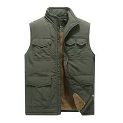 Hwalleum Warme Weste, Fleece, Herren, Winter, Fleece, ärmellos, Outdoor-Kleidung, Bodywarmer, für Arbeit im Freien, Sport, Angeln, Wandern, Jagd, Golf, Fotografie, Reise, Armee grün, XXXXL von Hwalleum