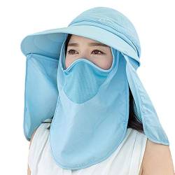 Hwjianfeng Sonnenhut Fischerhut Damen mit Gesichtshaube M/L UV-Schutz Sommerhut Sonnenschutzhut Atmungsaktiv von Hwjianfeng