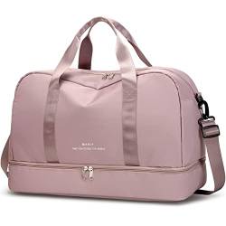 HyRaM Damen Weekender Taschen Große Reisetasche Niedlich Handgepäck Übernachtung Duffle Wasserdicht Gym Duffel Tasche mit Schuhfach Mama Krankenhaus Rosa, rose von HyRaM