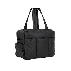 HyRaM Duffel Bag Puffer Gym Tote Bag Gesteppte Nylon Tasche Puffy Duffel Übernachtung Tasche Frauen Reisetasche mit Schuhfach, Schwarz von HyRaM