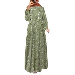 Hyalllife Damen muslimische Robe Vintage Kleid bedrucktes langärmliges lockeres muslimisches langes Kleid Kleid Party von Hyalllife