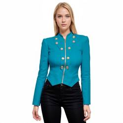 Hybrid & Company Damen Militär Zuschneiden Stretch Reißverschluss Blazer Jacke Medium Jade von Hybrid & Company