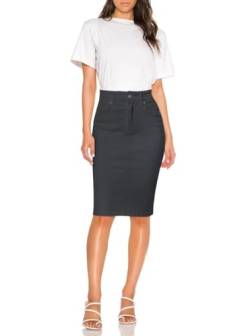 Hybrid & Company Damen Super Comfy Ultra Stretch Midi Rock Knielang mit Taschen, Sk44876-charcoal, 36 von Hybrid & Company