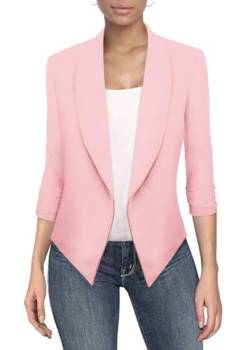 Womens Casual Work Office Open Front Blazer Jacket with Removable Shoulder Pads JK1133X 1073T Blush 3X von Hybrid & Company